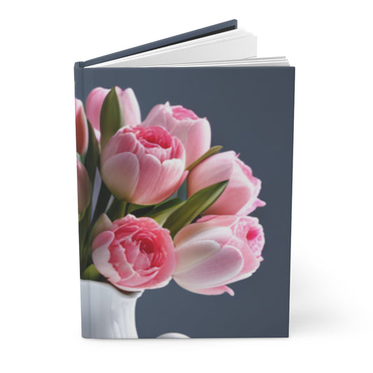 Pink Roses Vase Matte Hardcover Journal