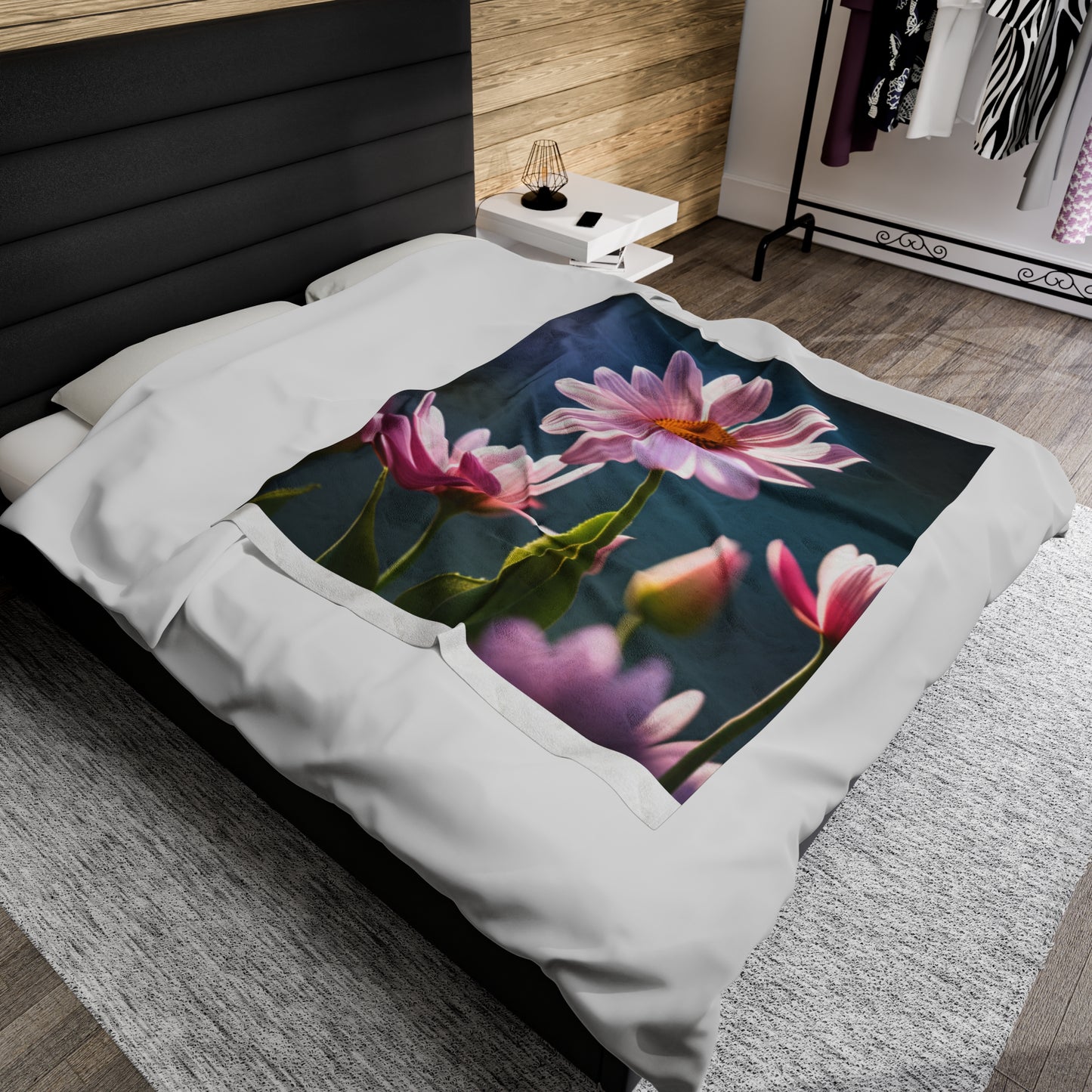 Springtime Flowers Velveteen Plush Blanket