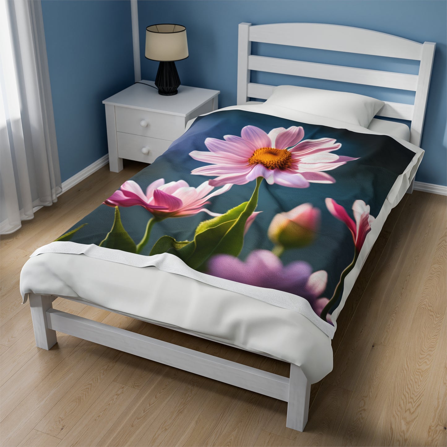 Springtime Flowers Velveteen Plush Blanket